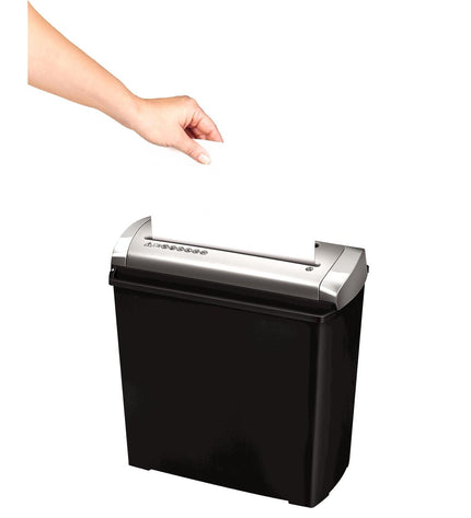 Fellowes Trito 2S paper shredder in black with 11-liter bin, designed for office paper and document shredding.