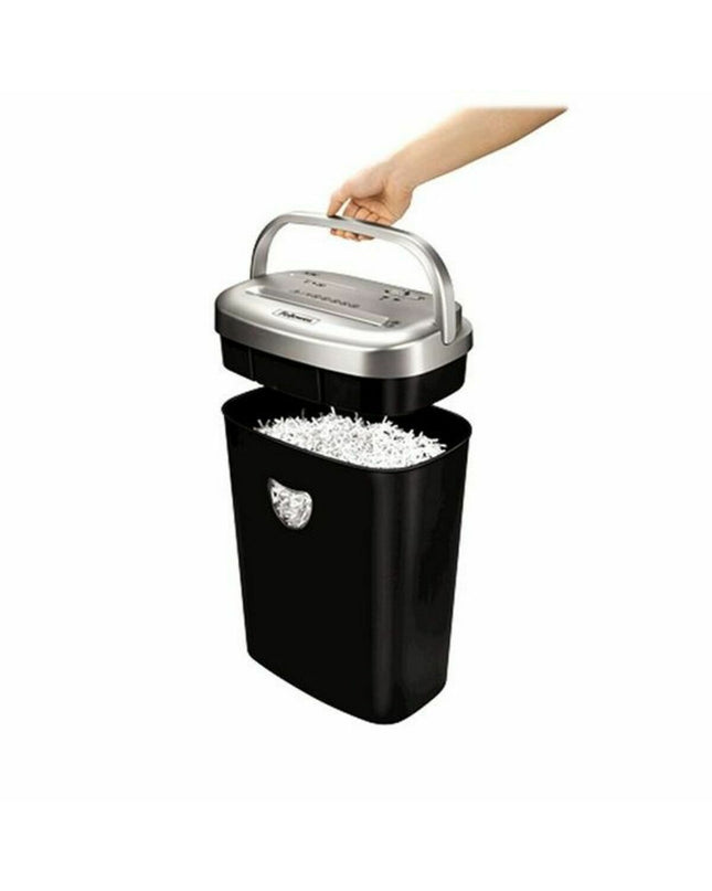 Fellowes 53C paper shredder with black plastic body, 23 L bin, and microsnippers for secure document destruction.