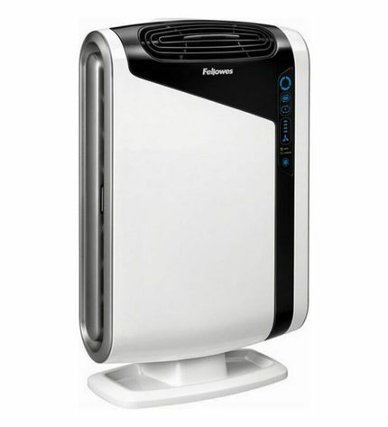 Fellowes portable air conditioner in white and black, 86W, designed for 28m² spaces, suitable for home and kitchen use