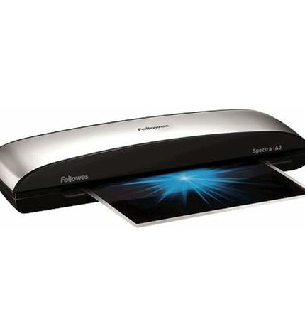 Fellowes Spectra A3 laminator in silver, office electronics and stationery, showing the sleek design and control panel.