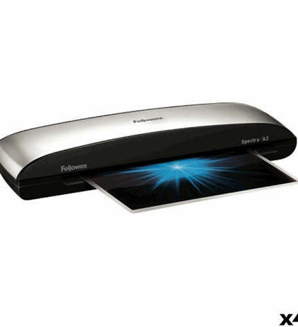 Fellowes Spectra A3 lamination machine in silver for office use, compact electronic laminator with control buttons.