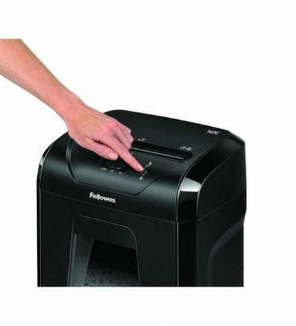 Fellowes Powershred 12C paper shredder with 19-liter waste bin, used for office shredding of documents and paper.