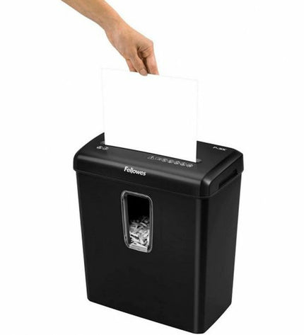 Fellowes 6008101 paper shredder, 15L capacity, office electronics and stationery, shown with paper shreds inside