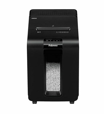 Fellowes AutoMax 100M black paper shredder with compact design for office use, part of office electronics and stationery collection.
