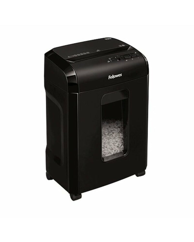 Fellowes Microsnippers paper shredder 19L, black with 2 x 12mm shred size, used for office paper and document security.