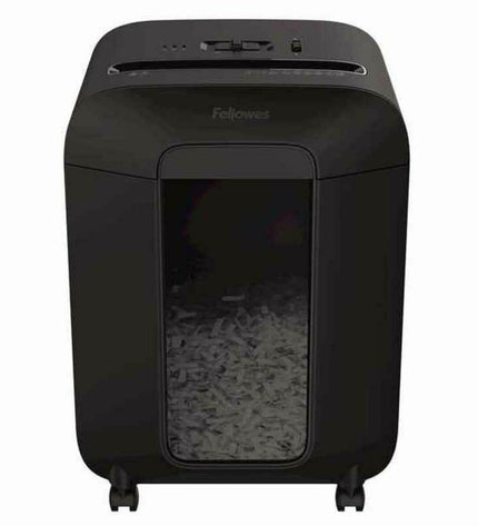 Fellowes LX85 paper shredder with black microsnippers, 19-liter capacity, for office document destruction.
