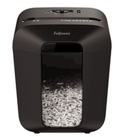 Fellowes Powershred LX50 paper shredder with 17-liter capacity, office electronics, compact design, and safety features.