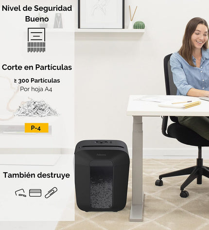 Fellowes Powershred LX50 paper shredder with 17-liter waste bin, office paper shredder for secure document disposal.