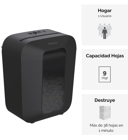 Fellowes Powershred LX50 paper shredder with 17-liter waste bin, black office electronics and stationery shredder at work