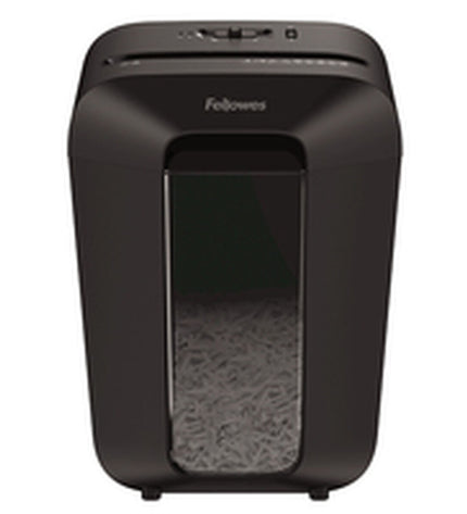 Fellowes Powershred LX70 paper shredder for office use, shown in a close-up of the shredding mechanism and control panel.