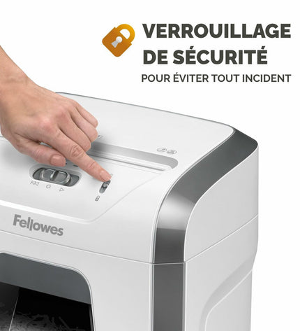 Fellowes Papierversnipperaar 100017466, 19L capacity, office shredder for paper and documents, black and gray design.