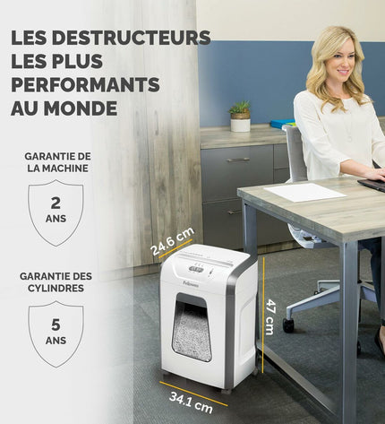 Fellowes Papierversnipperaar 100017466, 19 L shredder for office paper and documents, in a modern office setting