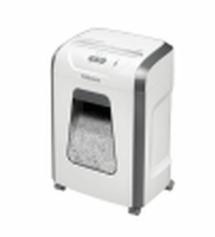 Fellowes paper shredder 19L for office use, compact electronic paper shredder for confidential document disposal.