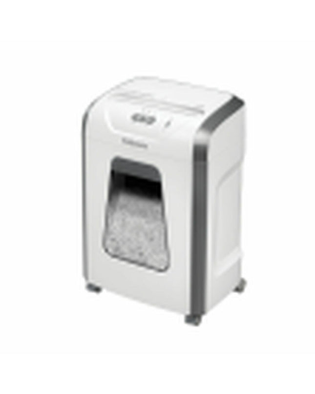 Fellowes paper shredder 19L for office use, compact electronic paper shredder for confidential document disposal.