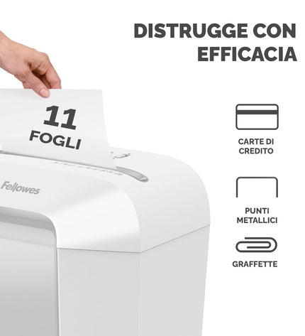 Fellowes LX70 paper shredder for office use, showing the compact electronic office shredder with paper feed opening.