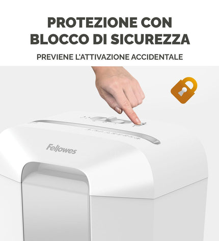 Fellowes LX70 paper shredder for office use, compact design with metal blades and safety features, ideal for secure document disposal