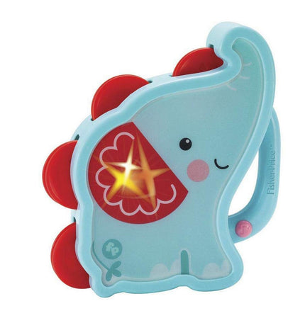 Fisher-Price musical toy tambourine for kids, colorful plastic interactive instrument with jingles and play features