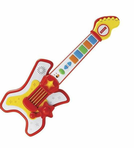Fisher-Price Rockstar toy guitar for kids, colorful plastic musical instrument for children’s play and entertainment