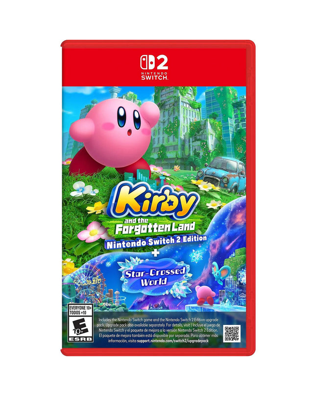 Nintendo Switch videogame Kirby and the Forgotten Land, Plug & Play console with colorful game cover artwork.