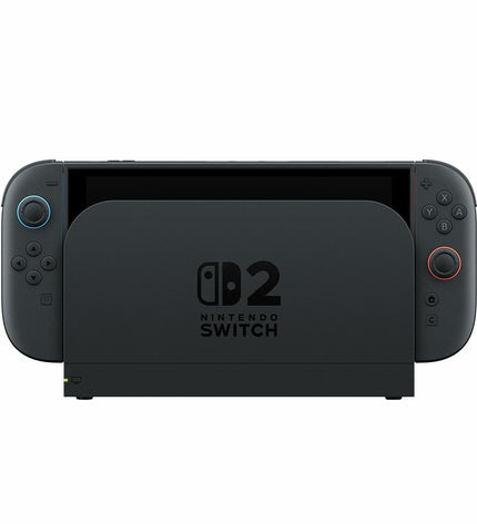 Nintendo Switch 2 console in black with Mario Kart World game, electronic plug-and-play gaming device by Nintendo.