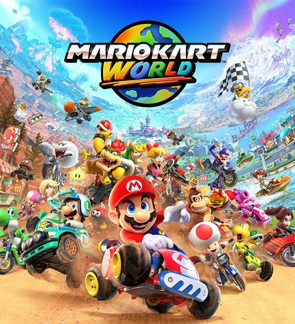 Nintendo Switch 2 Mario Kart World black console with game cartridge, electronic plug and play gaming device by Nintendo.