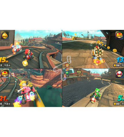 Nintendo Switch 2 Mario Kart World gaming console in black with colorful Mario Kart design, plug & play electronic gaming device.