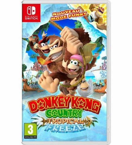 Nintendo Donkey Kong Country: Tropical Freeze video game for Switch, featuring colorful jungle scene with Donkey Kong and friends.