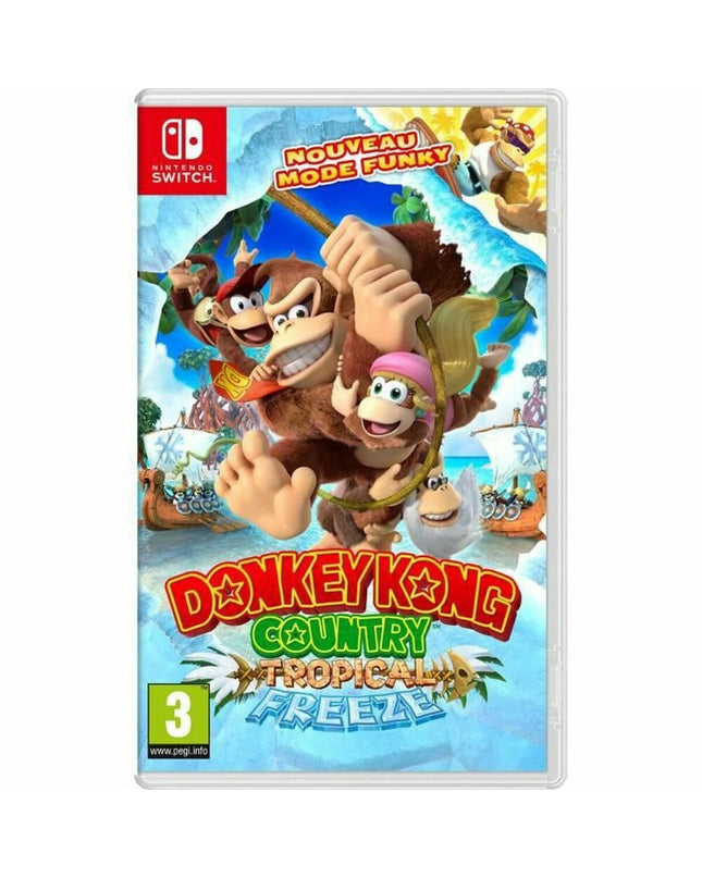 Nintendo Donkey Kong Country: Tropical Freeze video game for Switch, featuring colorful jungle scene with Donkey Kong and friends.