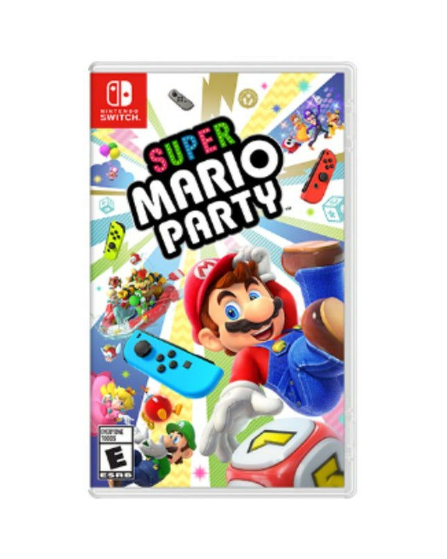 Nintendo Mario Party Switch video game cartridge for electronic plug-and-play console, featuring colorful game artwork.