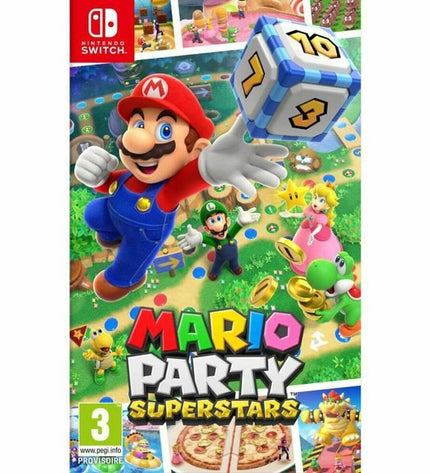 Nintendo Mario Party Superstars Switch video game for electronic plug-and-play console, featuring colorful game cover artwork.