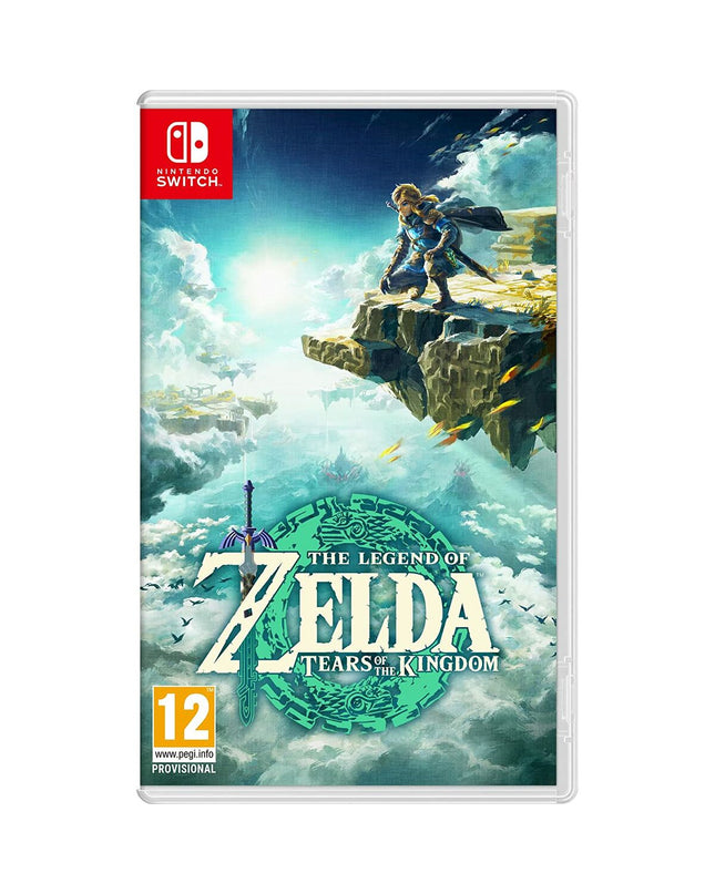 Nintendo Switch videogame console, plug and play electronic game device with colorful game cartridge and sleek design.