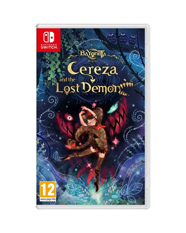 Nintendo Switch videogame Bayonetta Origins Cereza, electronic plug-and-play console game for Nintendo Switch, featuring artwork on the cover.