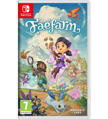 Nintendo FAEFARM Switch video game cartridge for plug-and-play electronic game console, featuring colorful game artwork.