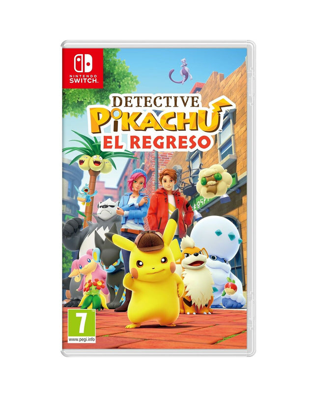 Nintendo Detective Pikachu Switch video game cartridge for Plug & Play game console, featuring Pikachu in detective attire.