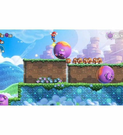 Nintendo Super Mario Bros. Wonder Switch video game cartridge for electronic plug-and-play consoles, featuring colorful Mario characters.