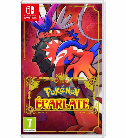 Nintendo Pokémon Écarlate Switch video game cartridge for Plug & Play console, featuring colorful Pokémon characters on the label.