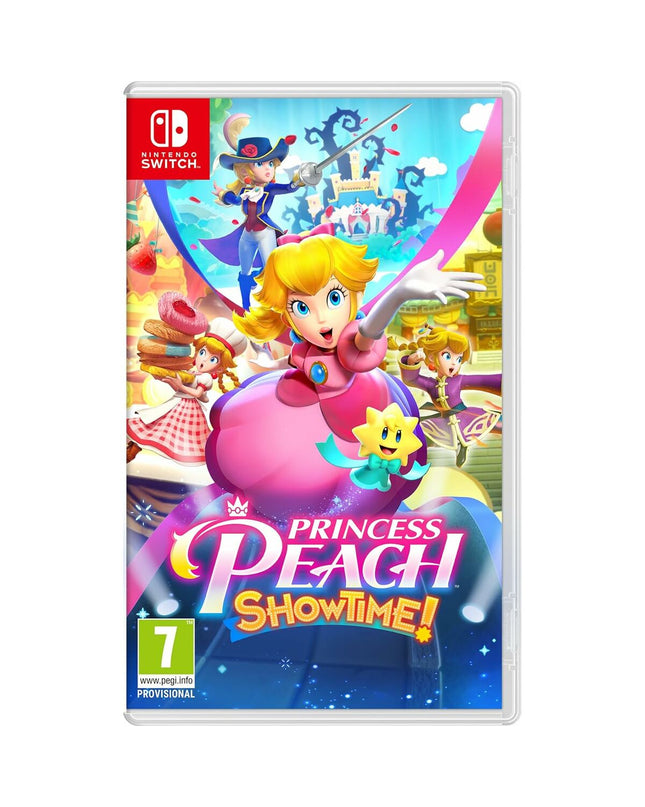 Nintendo Princess Peach Showtime Switch videogame cartridge for Plug & Play console, featuring Princess Peach on the label.