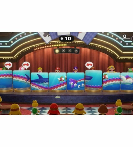Nintendo Super Mario Party Jamboree video game for Switch, electronic plug-and-play game console, colorful game cover image.