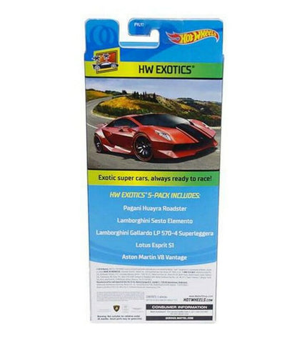 Set of five Hot Wheels toy cars, colorful die-cast vehicles from the Hot Wheels 1806 series, for children’s play and collection.