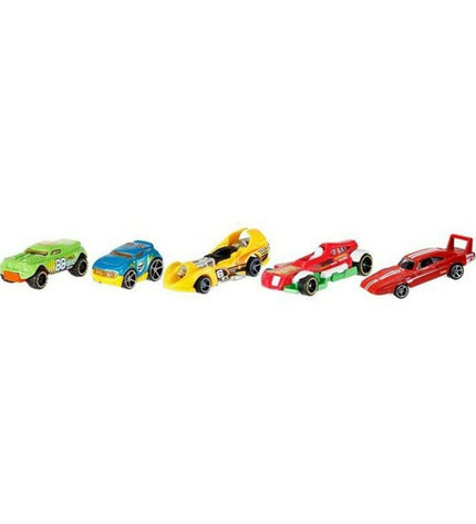 Set of five Hot Wheels toy cars from the 1806 series, featuring colorful miniature vehicles for play and collection.