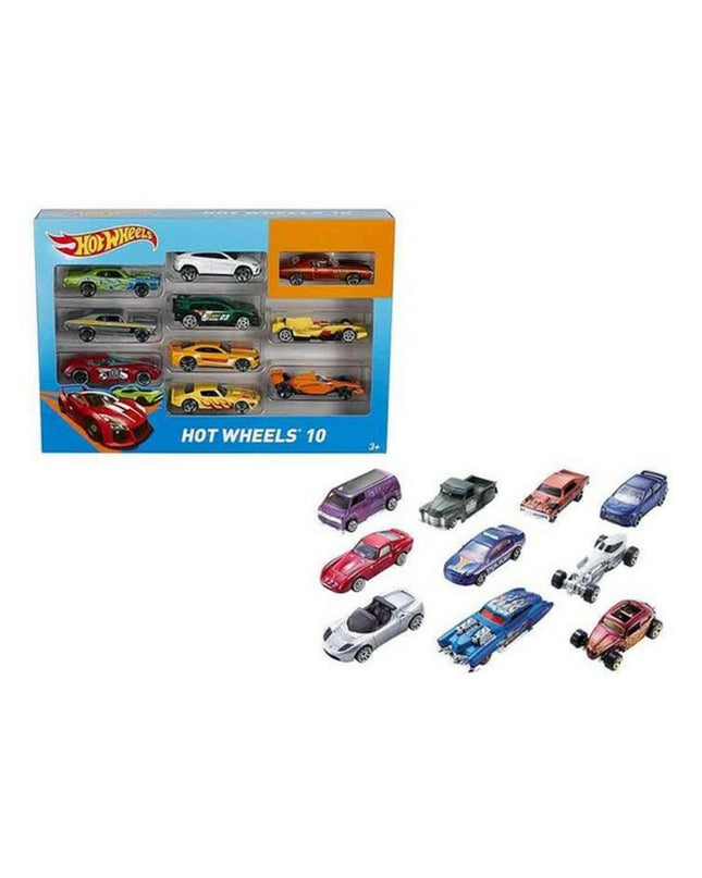 Set of 10 Hot Wheels metal toy vehicles from the Voertuig Speelset, featuring colorful miniature cars for play and collection.