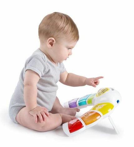 Baby Einstein Glow & Discover Light Bar, colorful interactive baby piano toy with lights and buttons for young children.
