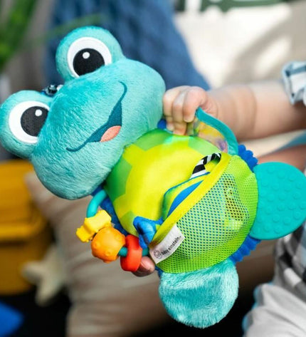 Baby Einstein Ocean Explorers Neptune's soft plastic activity toy for babies, featuring colorful ocean-themed design and textures.
