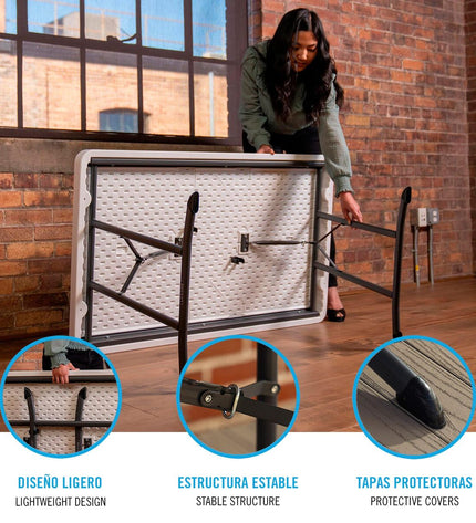 Lifetime Tafel outdoor table, 122 x 76 cm, ideal for camping and outdoor activities, shown in a natural setting.