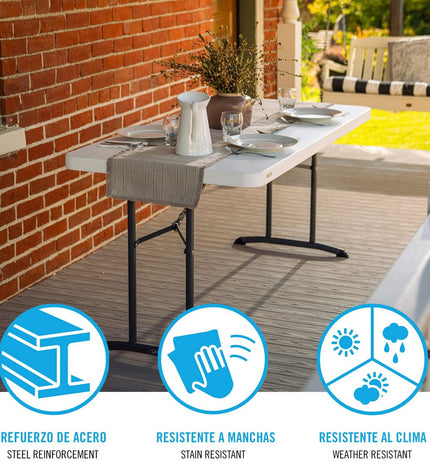 Lifetime Tafel 122x76 cm outdoor table for camping and hiking, with a sturdy surface and portable design.