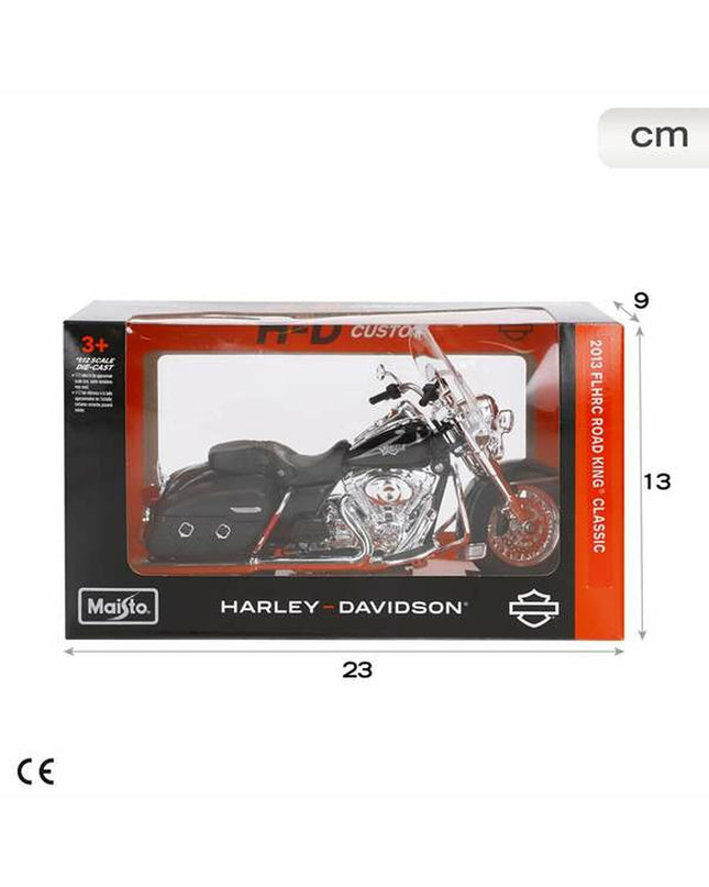 Harley-Davidson Road King 1:12 scale toy motorcycle in black with detailed features, perfect for collectors and play.