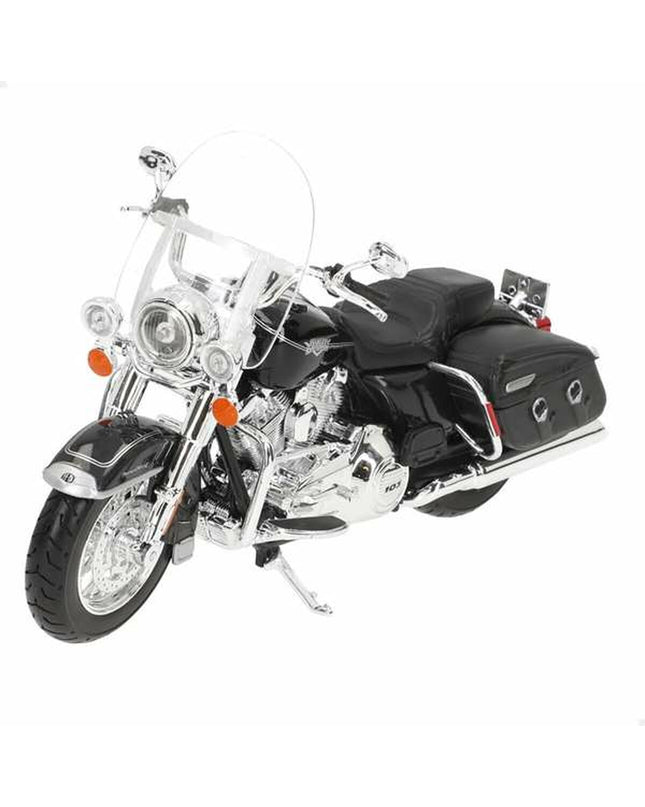 Harley-Davidson Road King 1:12 scale toy motorcycle, detailed model in black with chrome accents, for play and display.