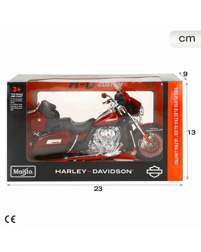Harley-Davidson Electra Glide 1:12 scale motorcycle toy, detailed model in black with chrome accents, suitable for collectors and play.