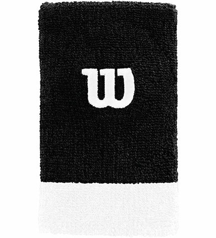 Wilson Extra Wide Sportarmband for tennis and outdoor activities, black elastic band with adjustable strap.