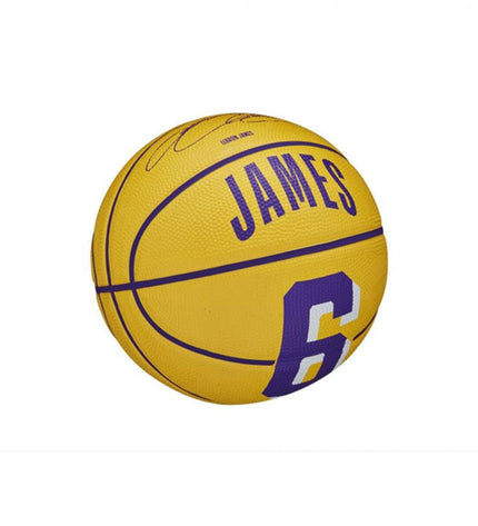 Wilson NBA Player Icon Mini Lebron basketball in purple, size 3, designed for sports and outdoor play.
